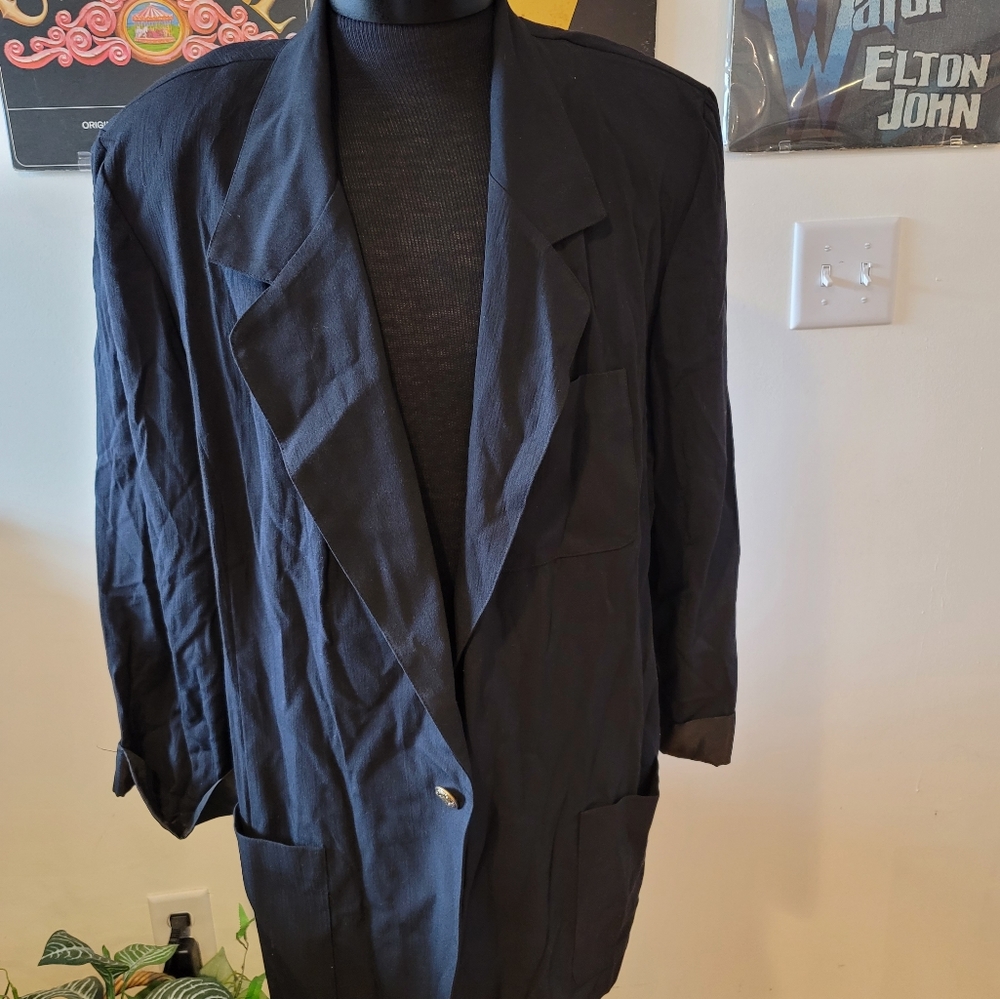Maggie McNaughton Plus Size 20W Womens Blazer Jacket Satin Trim Black